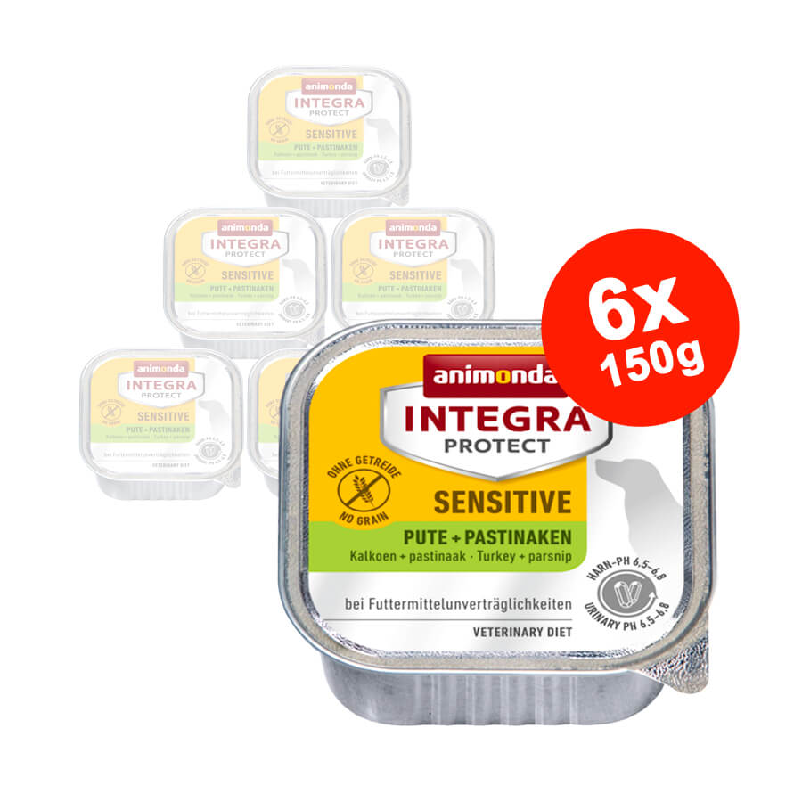 Hrana umeda pentru caini Integra Protect Sensitive Curcan + Pastarnac 6x150gr