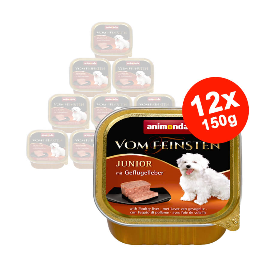Hrana umeda pentru caini Vom Feinsten Junior Ficat de Pasare 12x150 gr