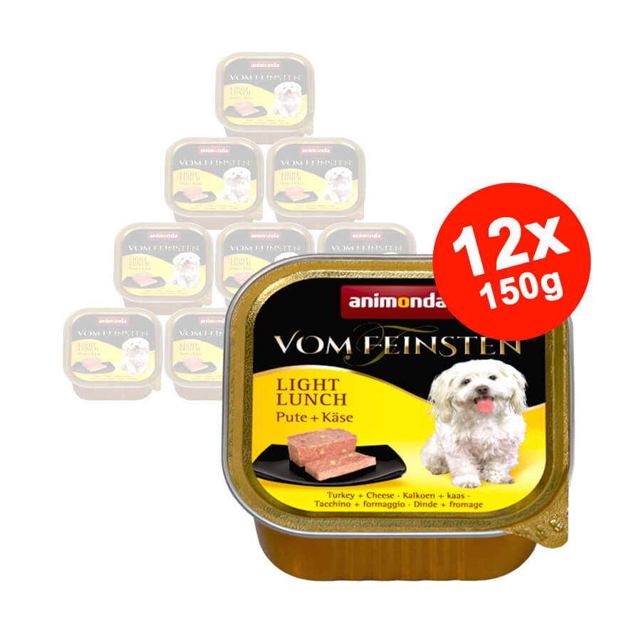 Hrana umeda pentru caini Vom Feinsten Light Lunch Curcan + Branza 12x150 gr
