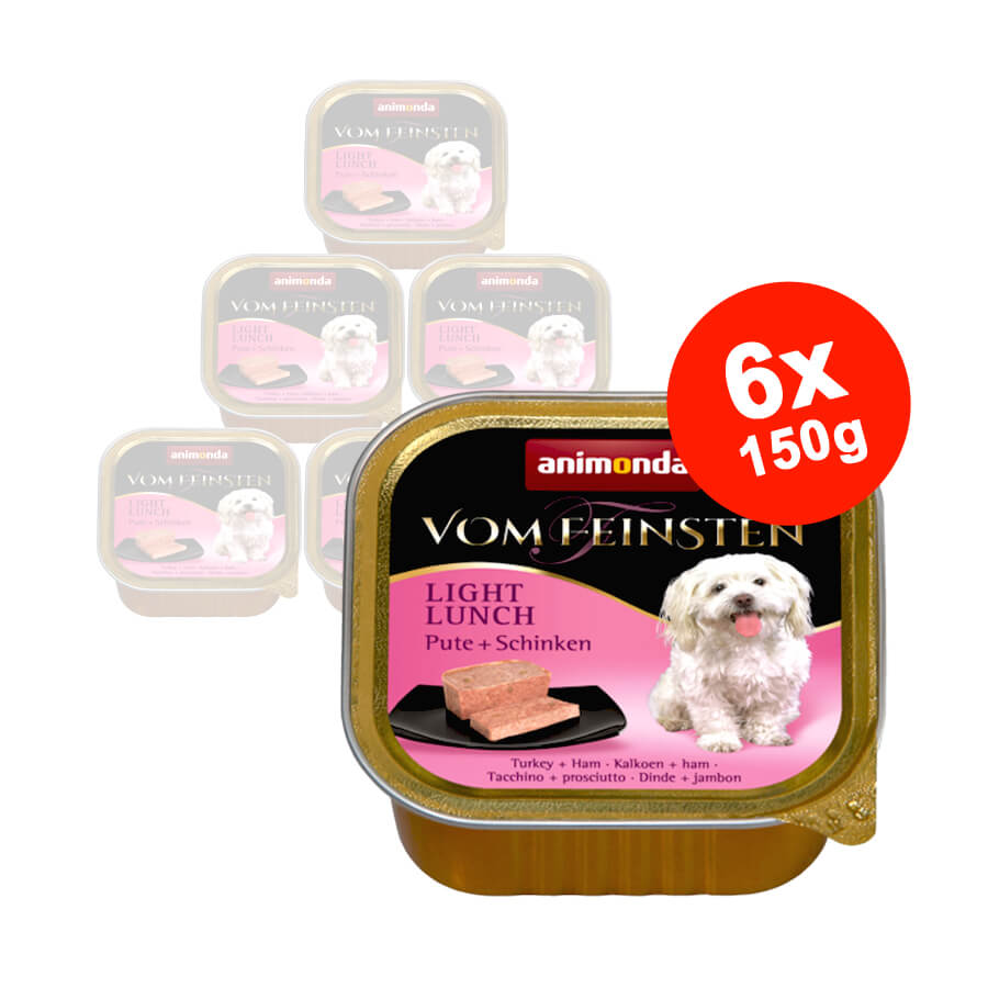 Hrana umeda pentru caini Vom Feinsten Light Lunch Curcan + Jambon 6x150 gr