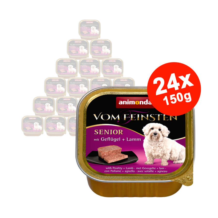 Hrana umeda pentru caini Vom Feinsten Senior Pasare + Miel 24x150 gr