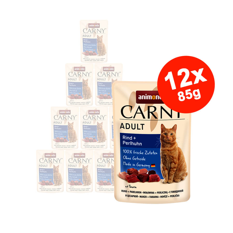 Hrana umeda pentru pisici Carny Adult, Vita + Bibilica, 12x85g