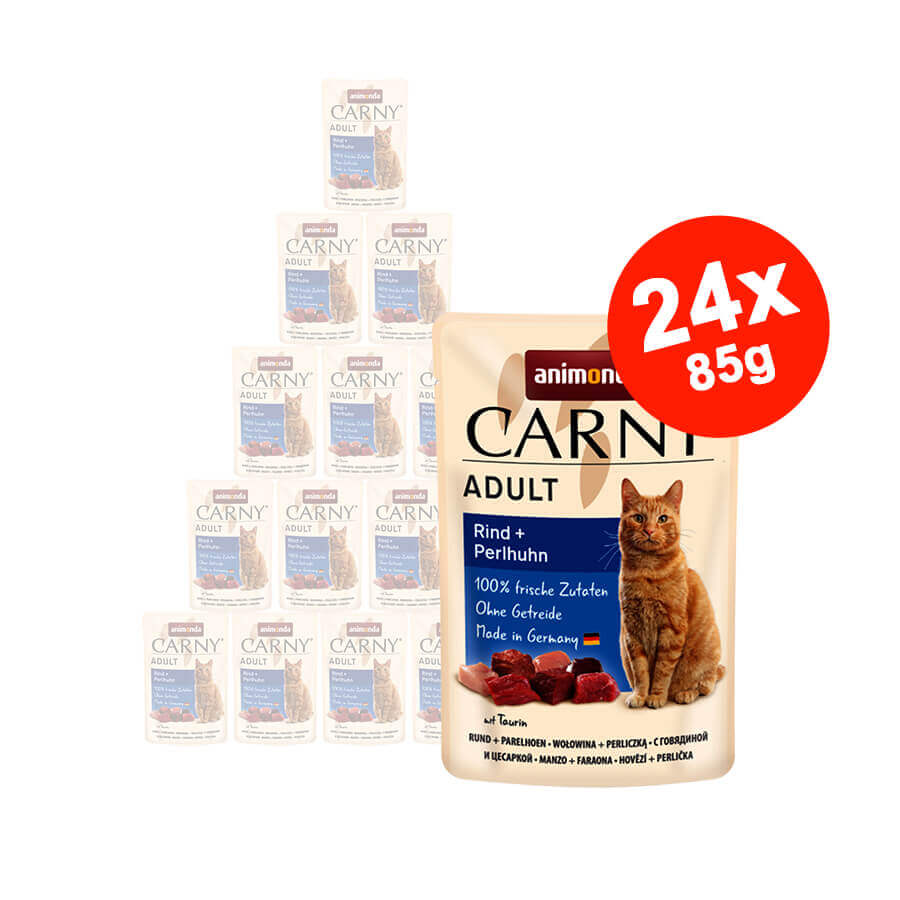Hrana umeda pentru pisici Carny Adult, Vita + Bibilica, 24x85g
