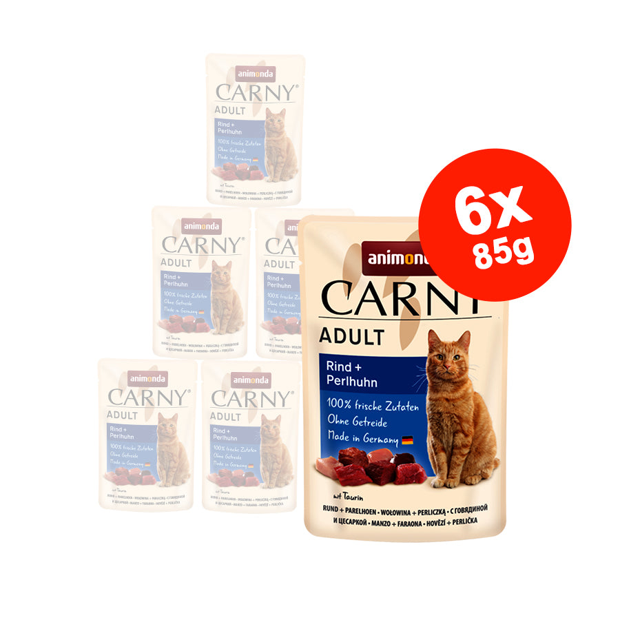 Hrana umeda pentru pisici Carny Adult, Vita + Bibilica, 6x85g