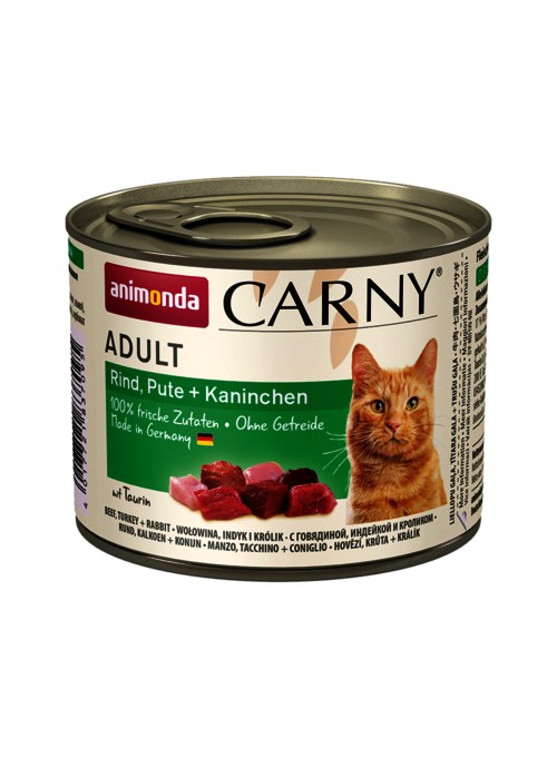 Hrana umeda pentru pisici Carny Adult Vita + Curcan + Iepure 200g