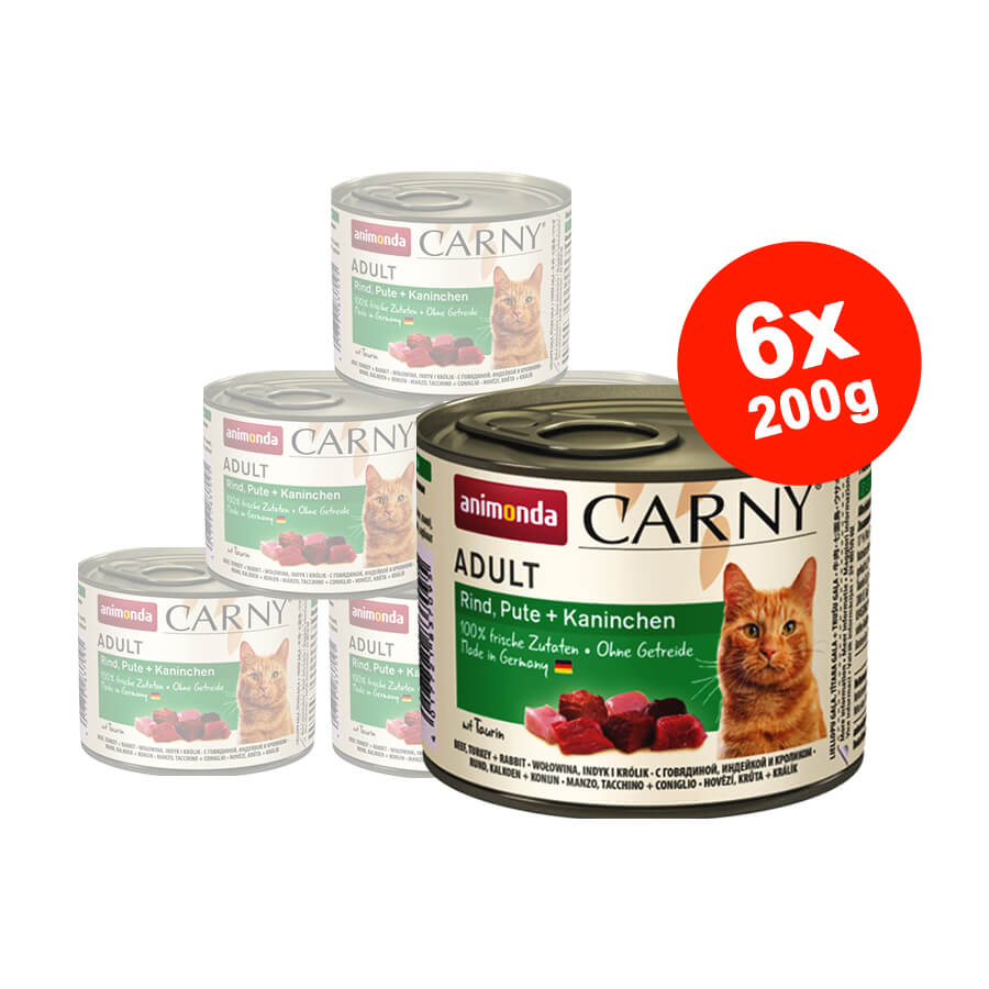 Hrana umeda pentru pisici Carny Adult Vita + Curcan + Iepure 6x200g