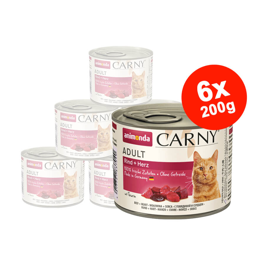Hrana umeda pentru pisici Carny Adult Vita + Inima 6x200g