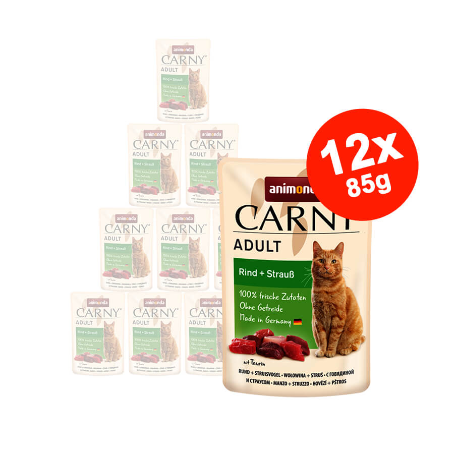 Hrana umeda pentru pisici Carny Adult, Vita + Strut, 12x85g