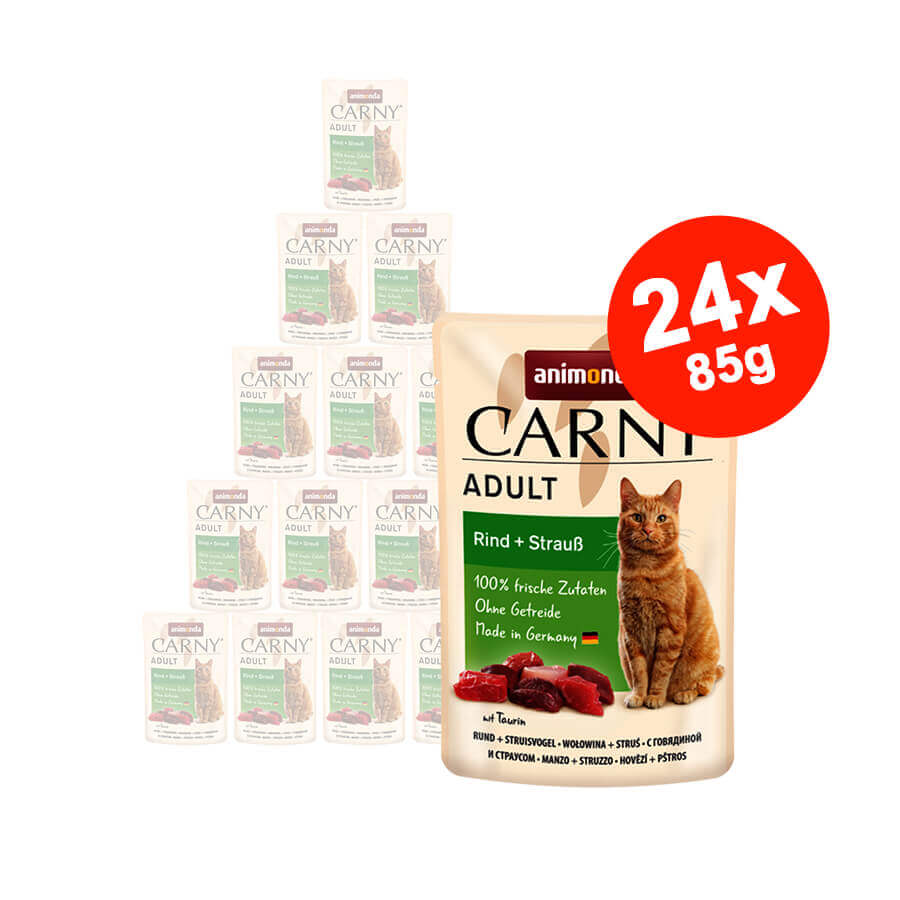 Hrana umeda pentru pisici Carny Adult, Vita + Strut, 24x85gr