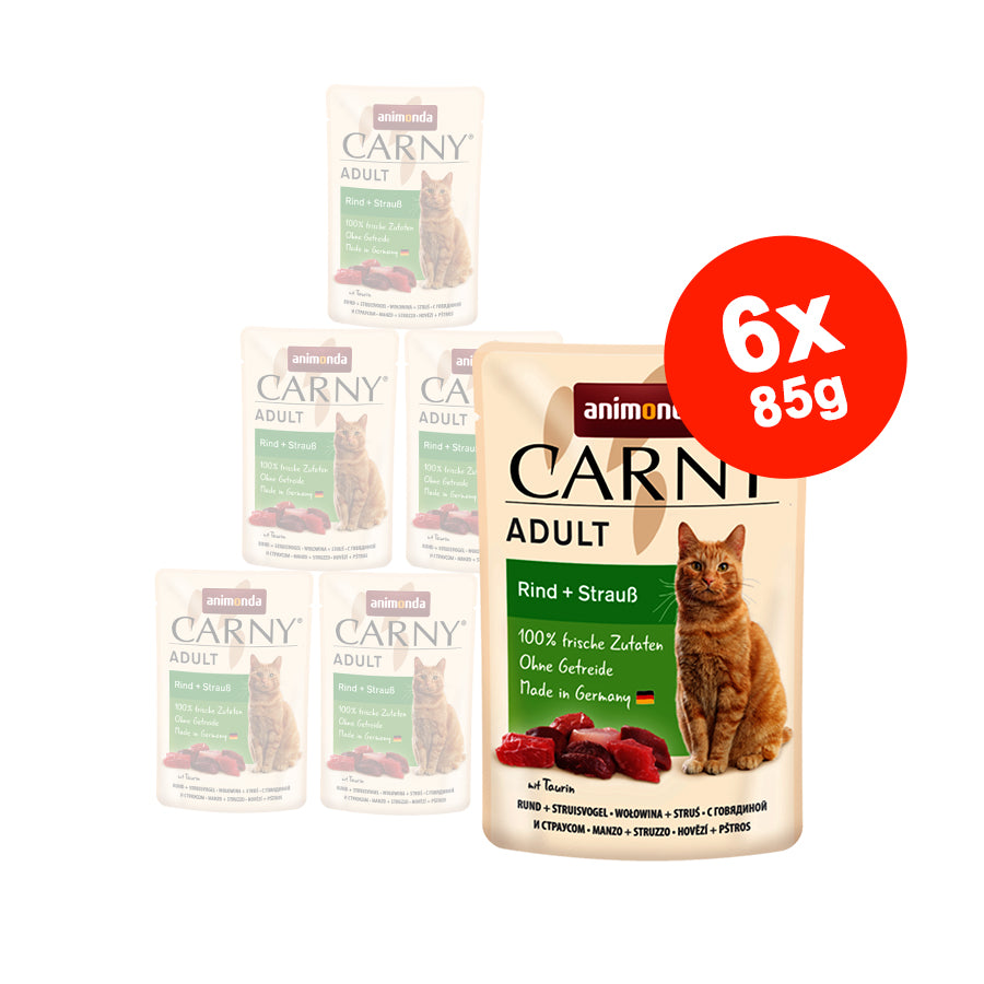 Hrana umeda pentru pisici Carny Adult, Vita + Strut, 6x85g