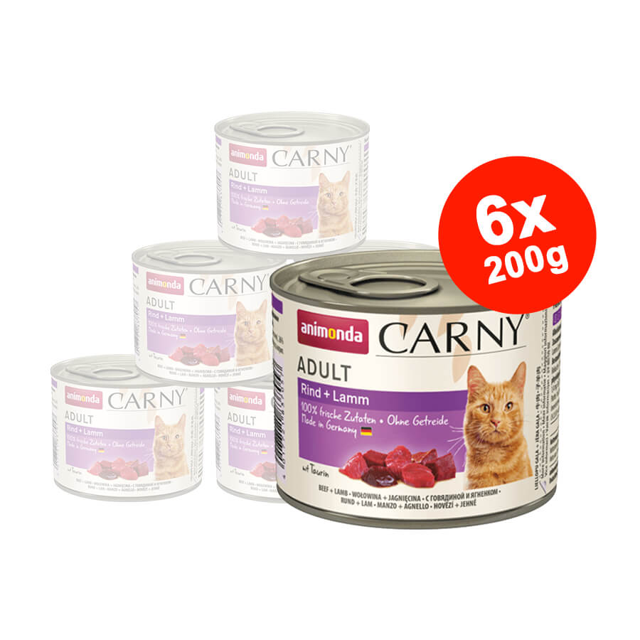 Hrana umeda pentru pisici Carny Cat Adult Vita + Miel 6x200gr