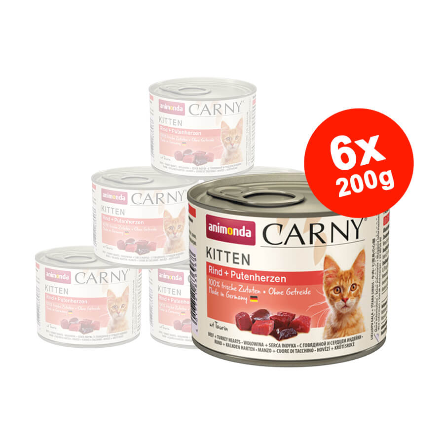 Hrana umeda pentru pisici Carny Cat Junior Vita + Inima Curcan 6x200gr