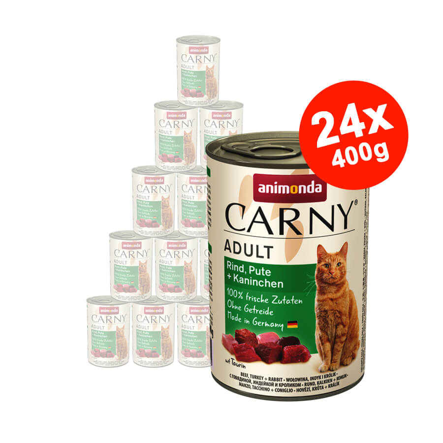 Hrana umeda pentru pisici Carny Kitten, Vita + Curcan + Iepure, 24x400g