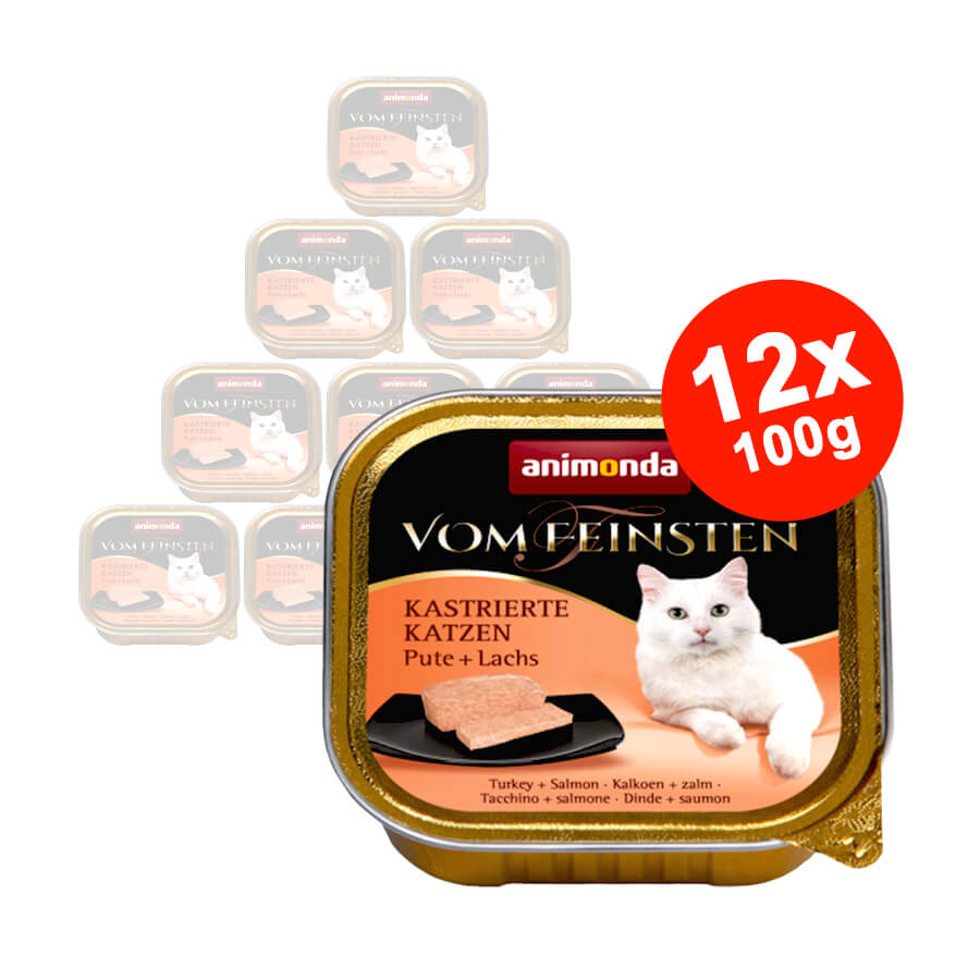 Hrana umeda pentru pisici Castrate Vom Feinsten Somon + Curcan 12x100gr