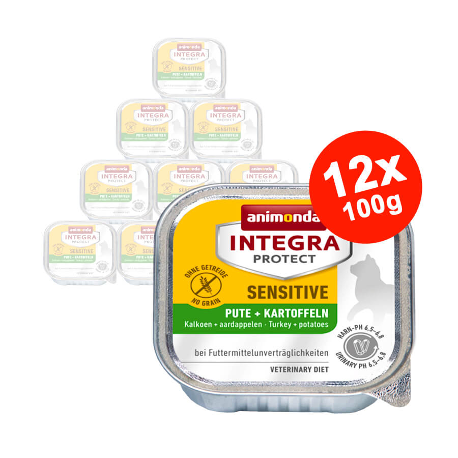 Hrana umeda pentru pisici Integra Protect Sensitive Curcan + Cartofi 12x100gr