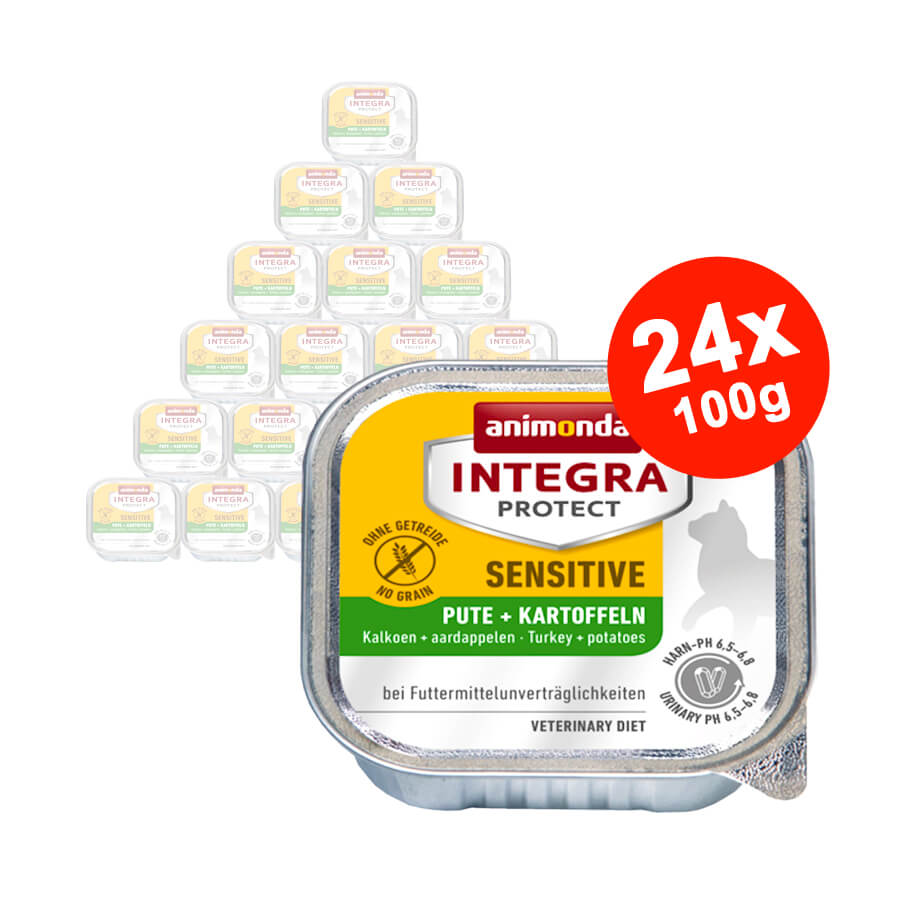 Hrana umeda pentru pisici Integra Protect Sensitive Curcan + Cartofi 24x100gr