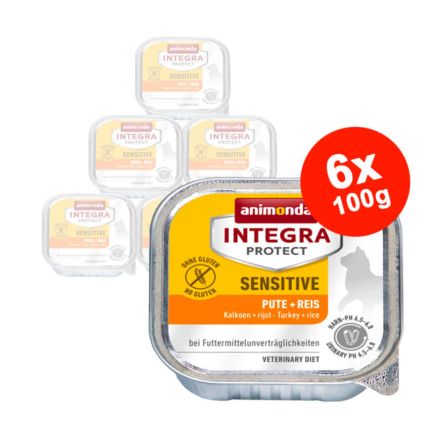 Hrana umeda pentru pisici Integra Protect Sensitive Curcan + Orez 6x100gr