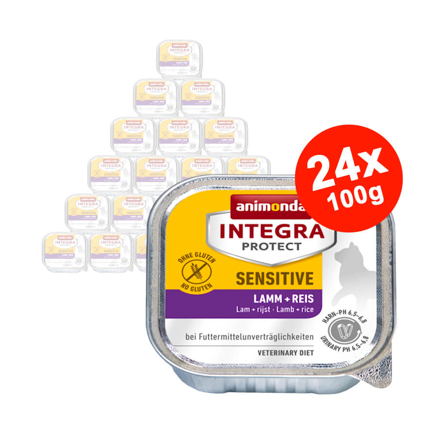 Hrana umeda pentru pisici Integra Protect Sensitive Miel + Orez 24x100gr