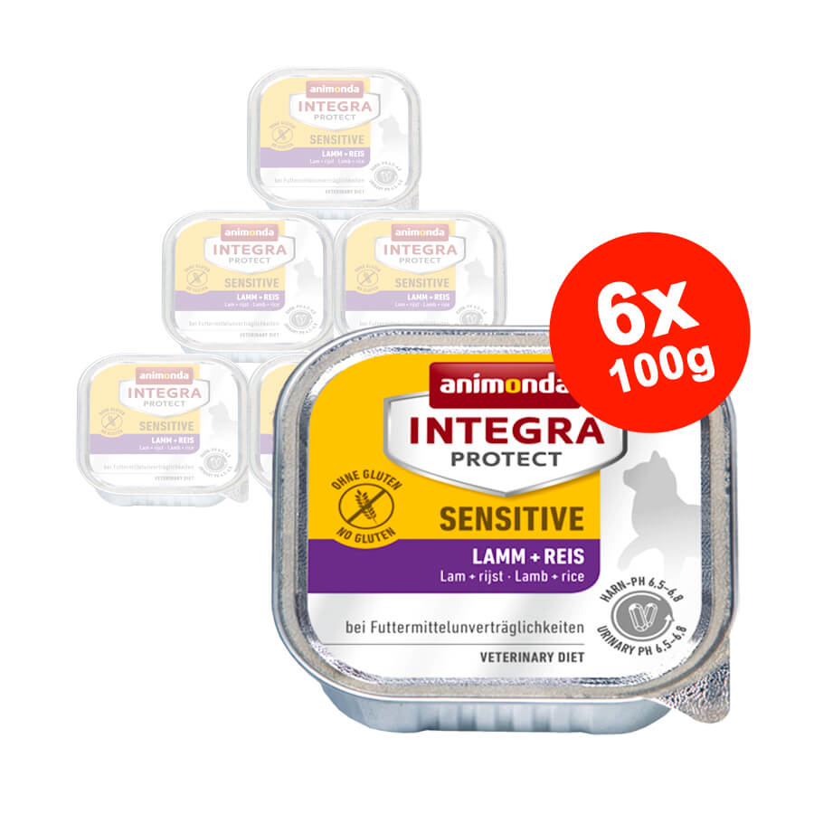 Hrana umeda pentru pisici Integra Protect Sensitive Miel + Orez 6x100gr