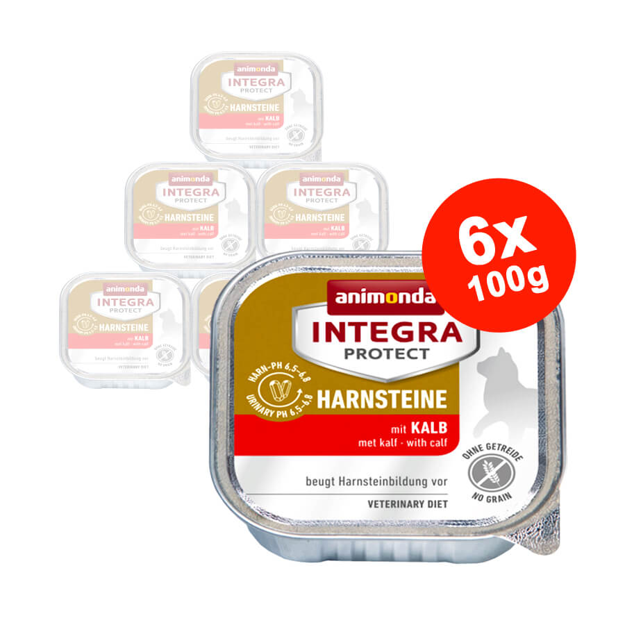 Hrana umeda pentru pisici Integra Protect Urinary cu Vitel 6x100g