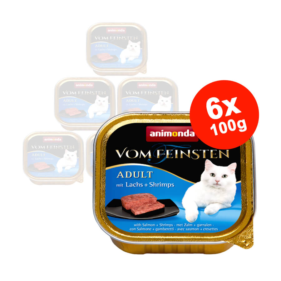 Hrana umeda pentru pisici Vom Feinsten Somon + Creveti 6x100gr