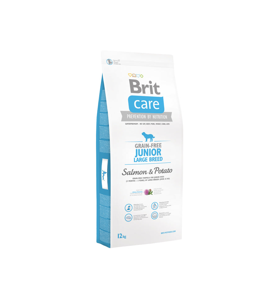 Hrana uscata pentru caini Brit Care Junior, talie mare, somon si cartof - 12kg