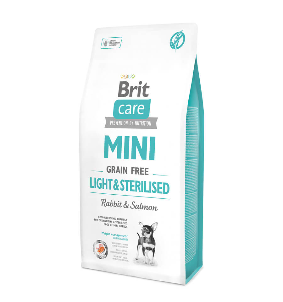 Hrana uscata pentru caini Brit Care Mini Grain Free Light si Sterilised 7 kg