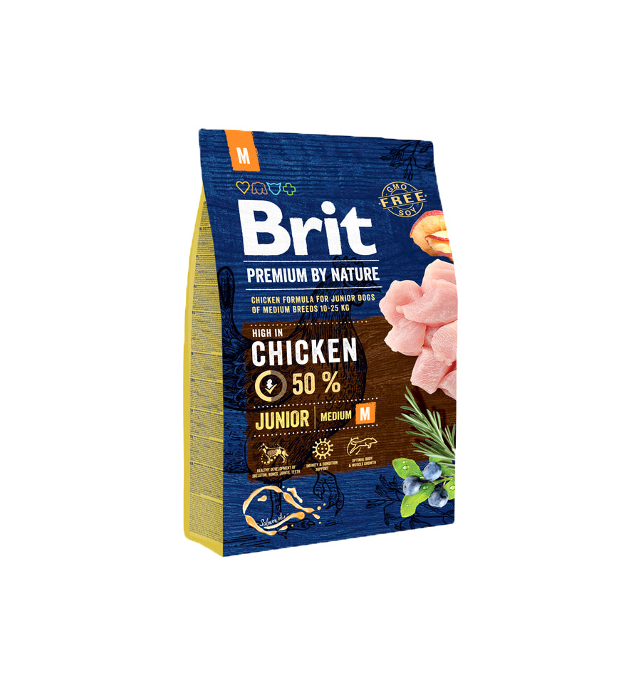 Mancare uscata pentru caini, Brit Premium By Nature, Junior M, 3 Kg