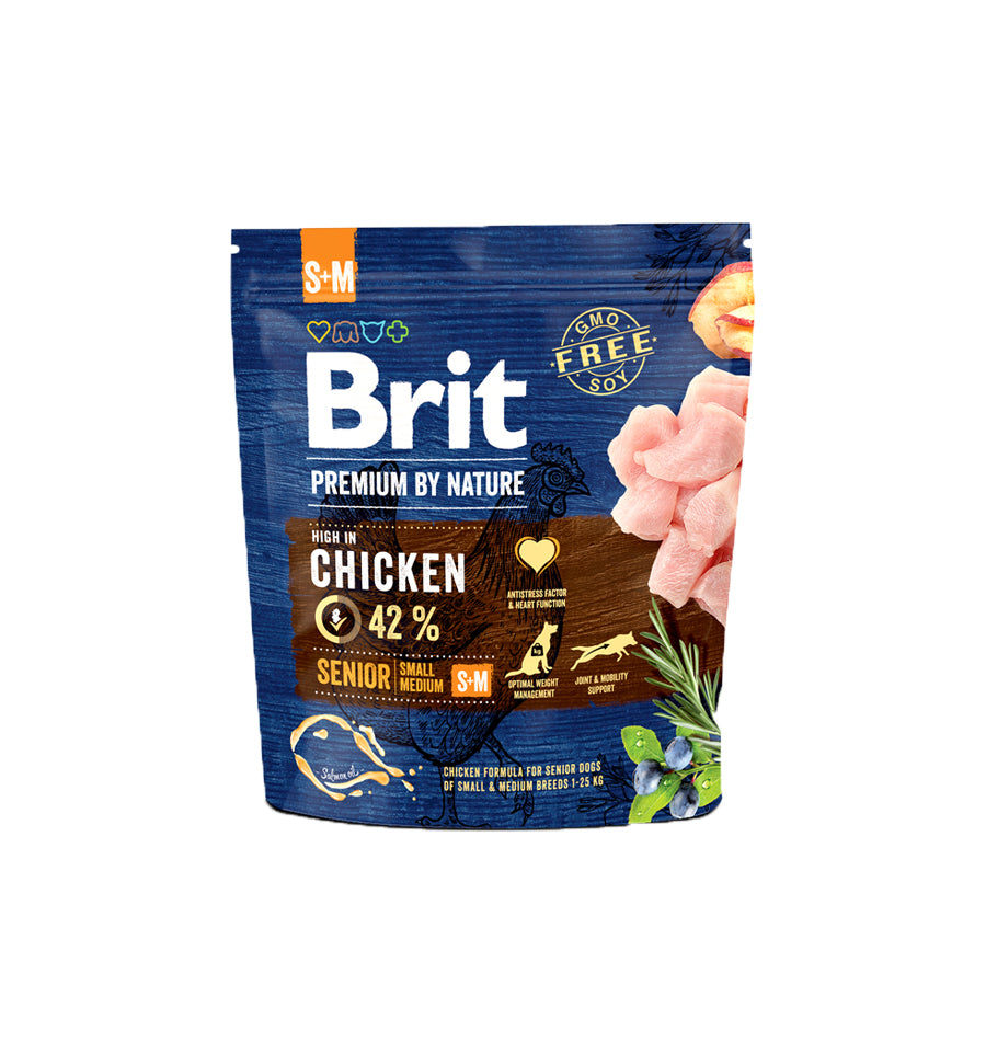 Mancare uscata pentru caini, Brit Premium By Nature, Senior S+M, 1 Kg