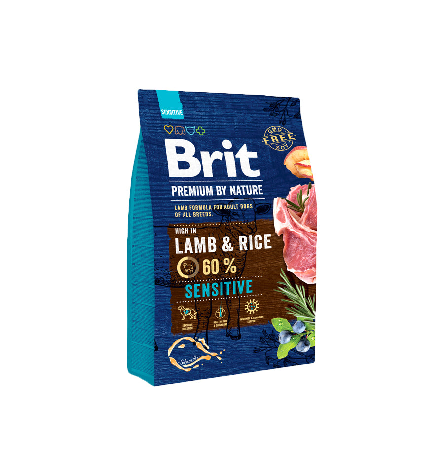 Mancare uscata pentru caini, Brit Premium By Nature, Sensitive, Miel, 3 Kg