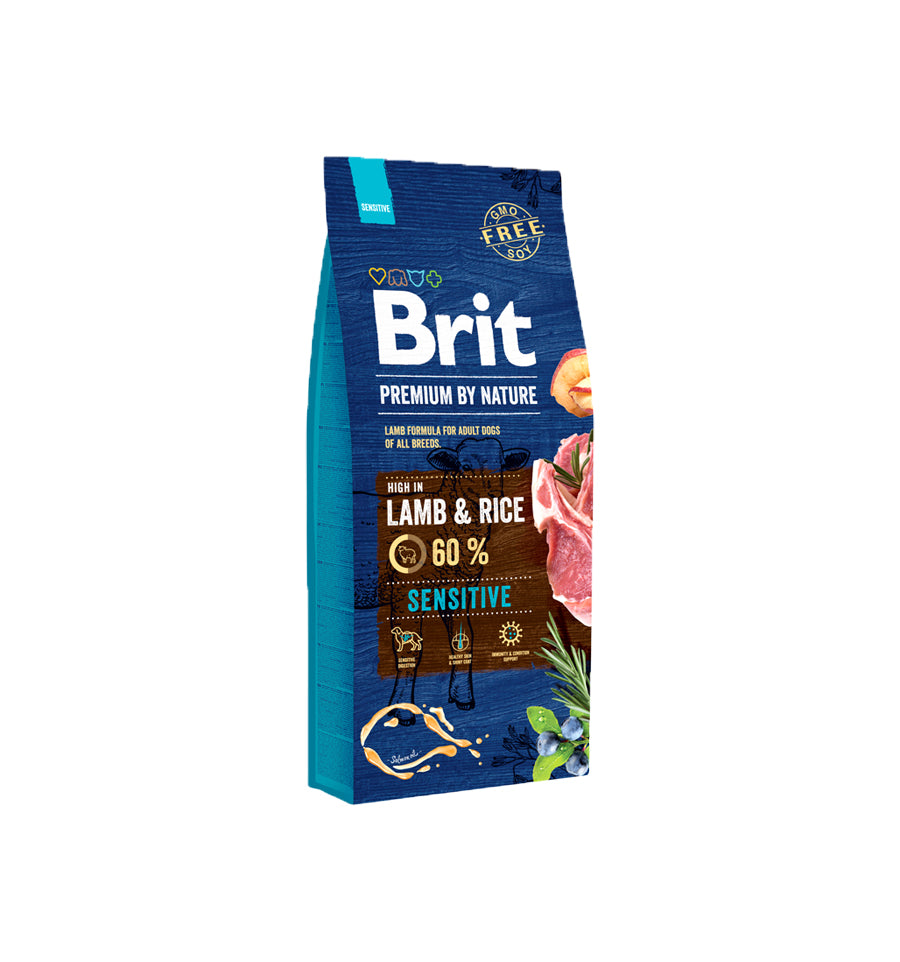Mancare uscata pentru caini, Brit Premium By Nature, Sensitive, Miel, 15 Kg
