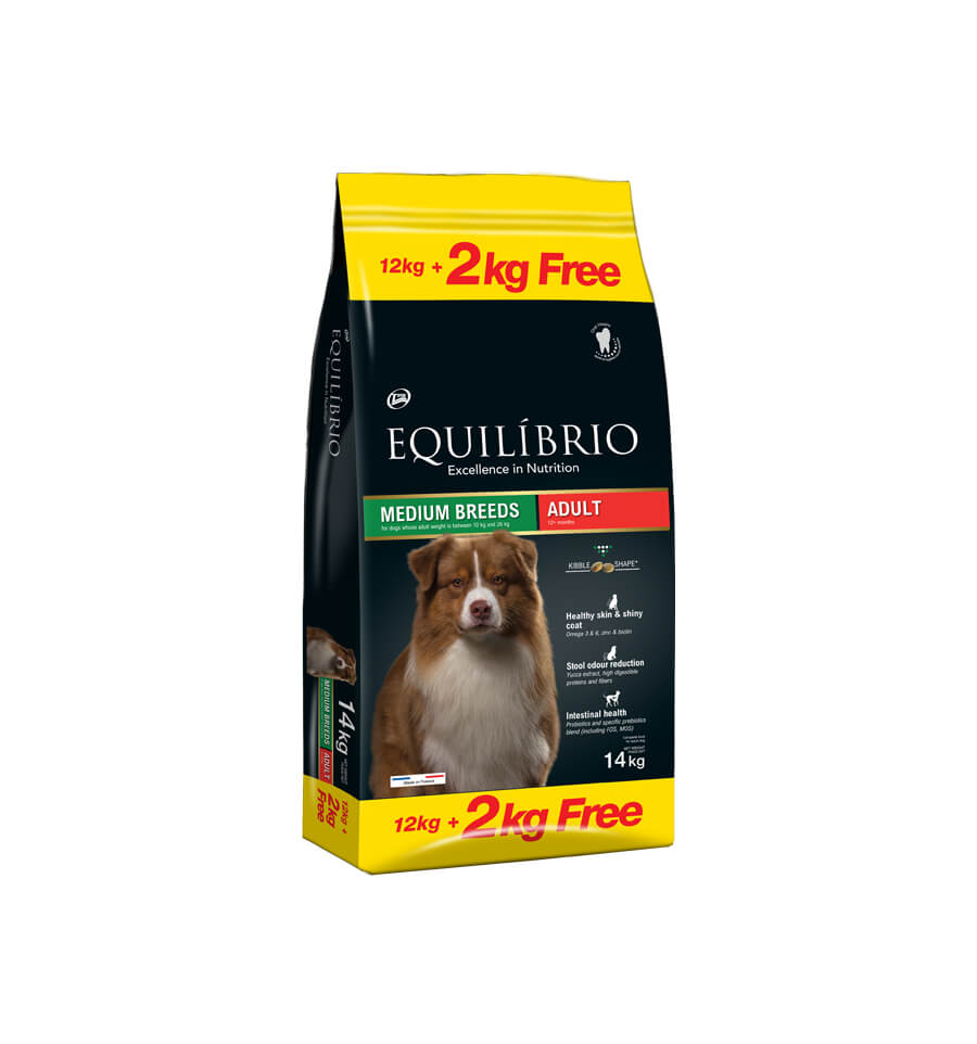 Hrana uscata pentru caini Equilibrio Adult Dogs, cu Pui, 12 + 2 Kg