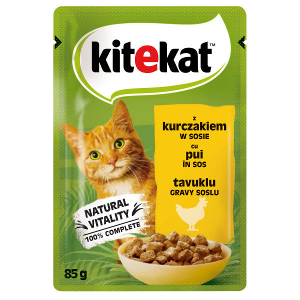 Kitekat hrana umeda pentru pisici adulte bucatele de pui in sos