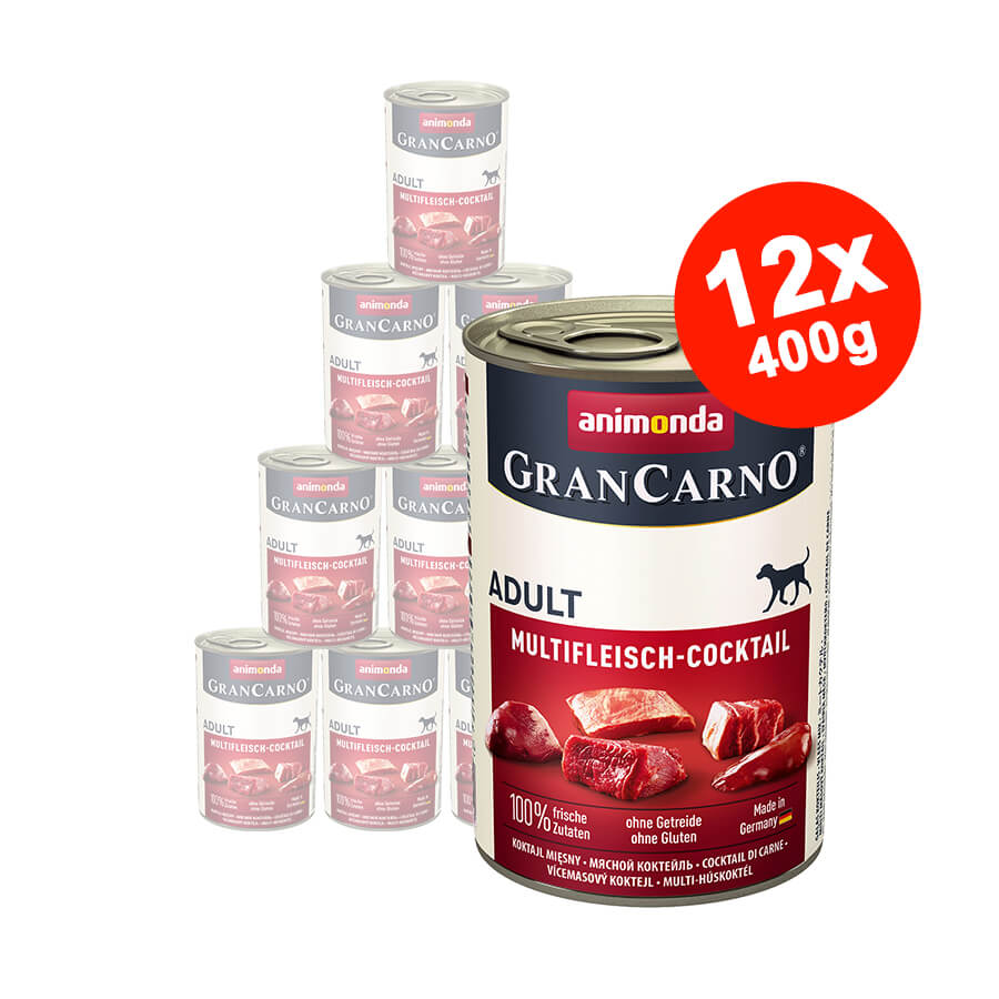 Mancare umeda pentru caini GranCarno Adult Dog Multifleisch-Cocktail 12x400gr