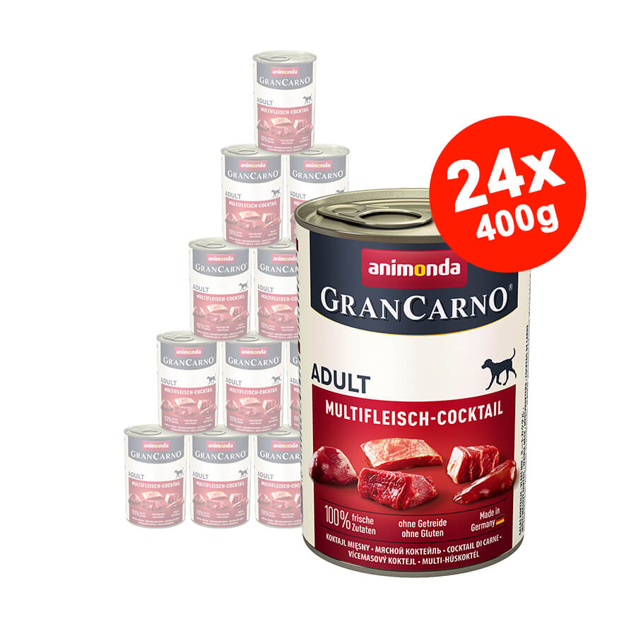 Mancare umeda pentru caini GranCarno Adult Dog Multifleisch-Cocktail 24x400gr