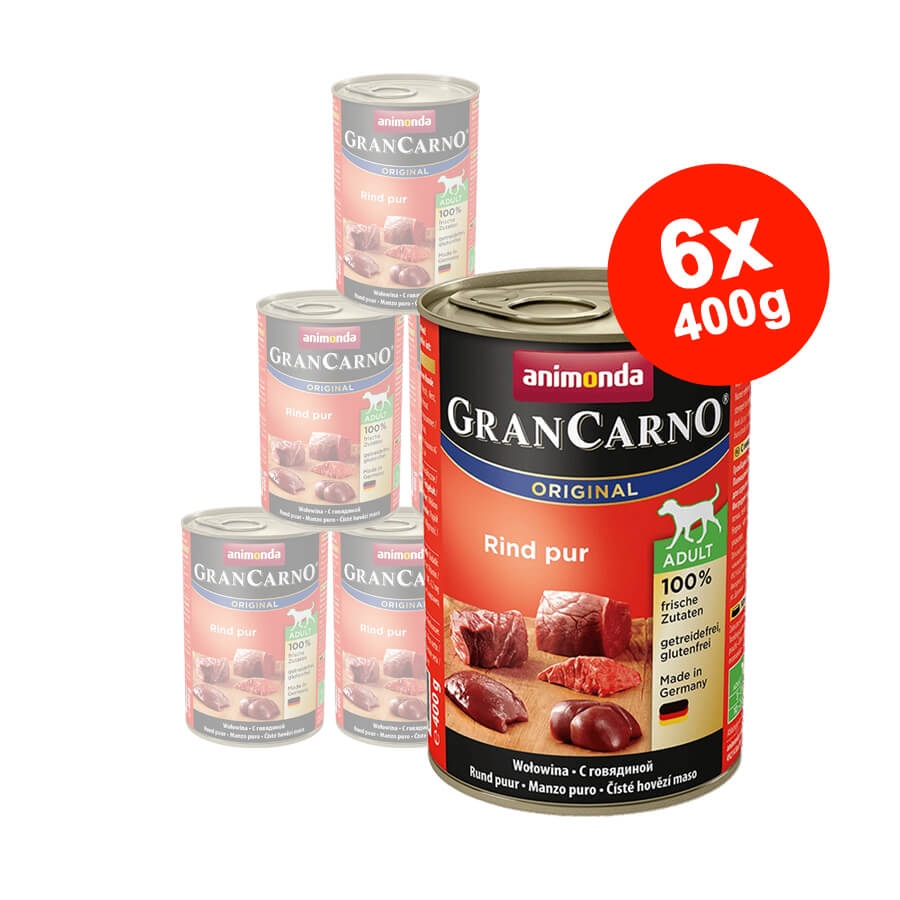 Mancare umeda pentru caini GranCarno Adult Dog Vita, 6×400 gr