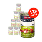 Mancare umeda pentru caini GranCarno Adult, Iepure + Verdeata, 12x400gr