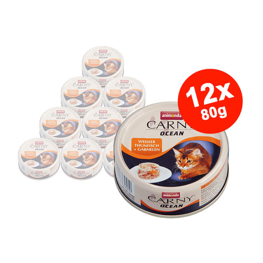 Mancare umeda pentru pisici Animonda Carny Ocean Ton Alb + Creveti 12x80gr