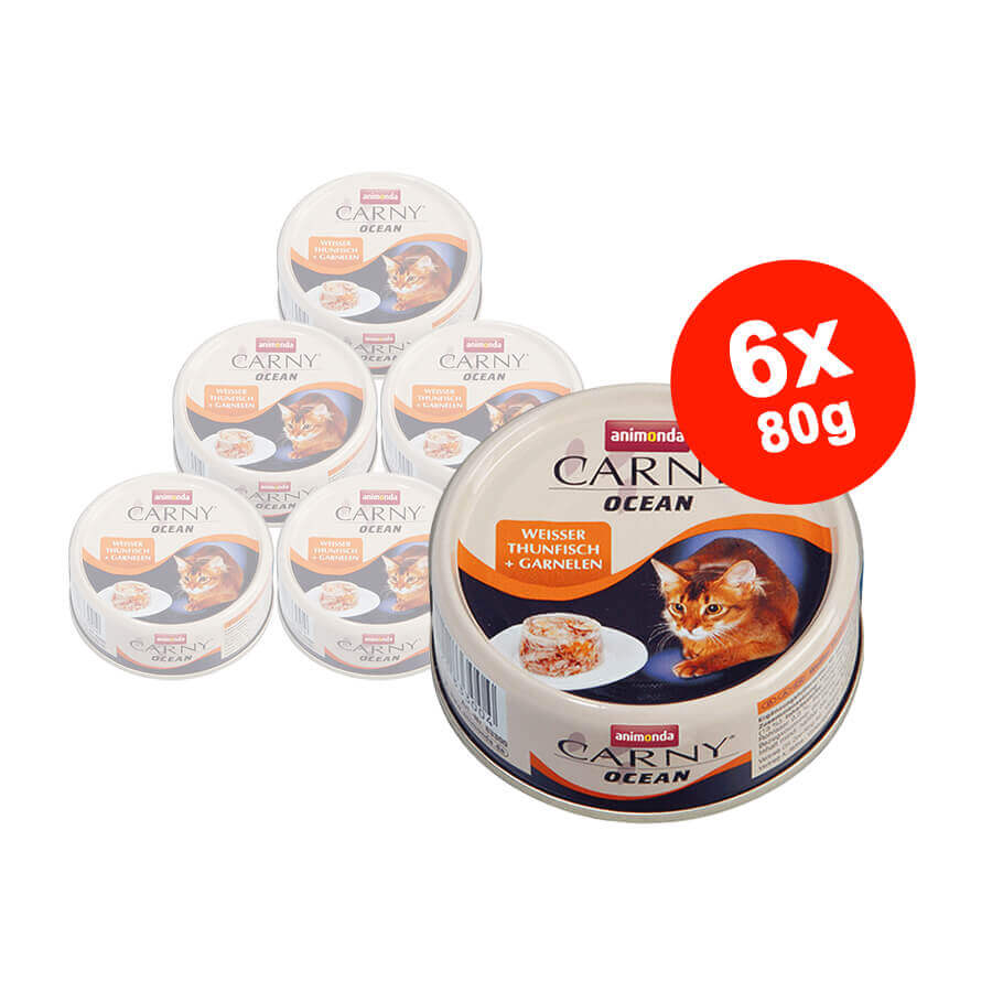 Mancare umeda pentru pisici Animonda Carny Ocean Ton Alb + Creveti 6x80gr