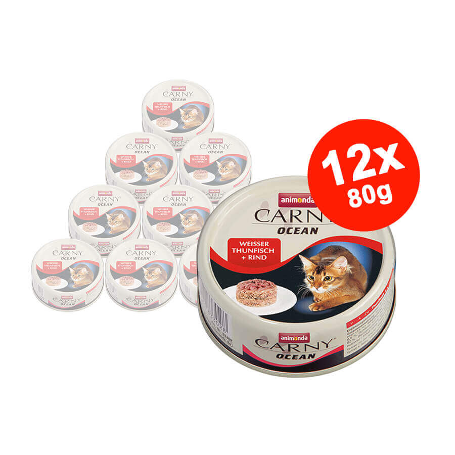 Mancare umeda pentru pisici Animonda Carny Ocean Ton Alb + Vita 12x80gr