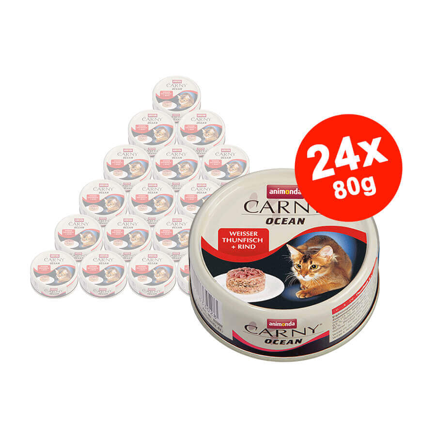 Mancare umeda pentru pisici Animonda Carny Ocean Ton Alb + Vita 24x80gr