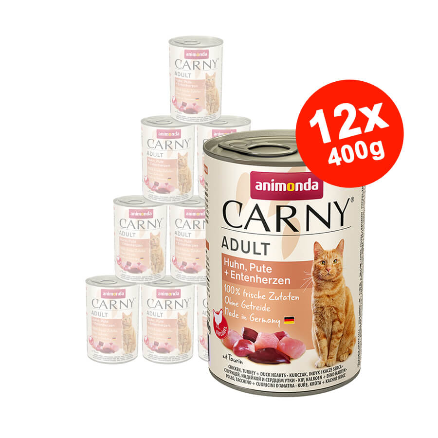 Mancare umeda pentru pisici Carny Adult Pui + Curcan + Rata 12x400gr