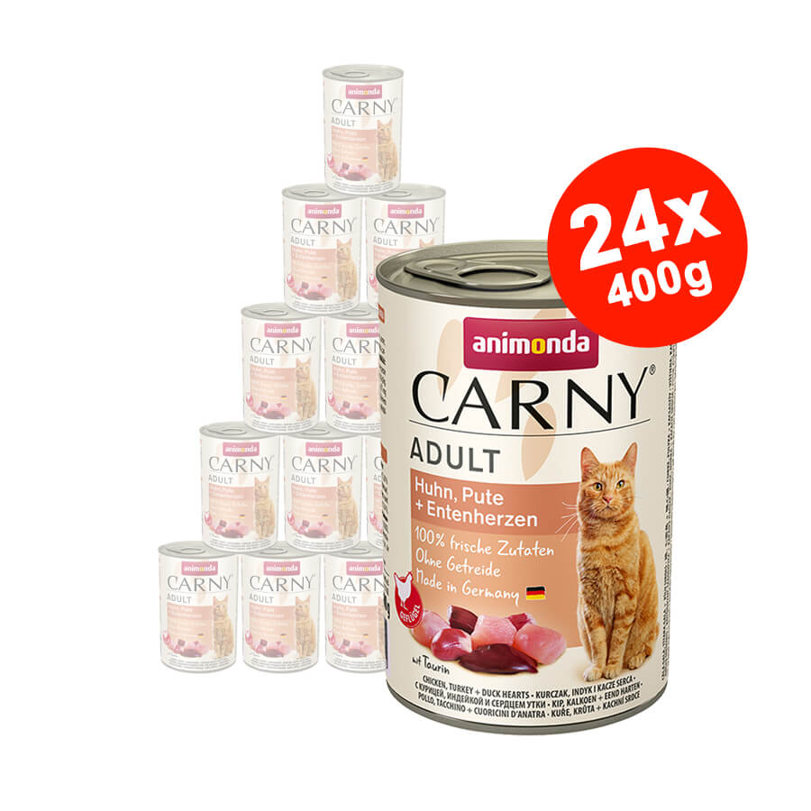 Mancare umeda pentru pisici Carny Adult Pui + Curcan + Rata 24x400gr