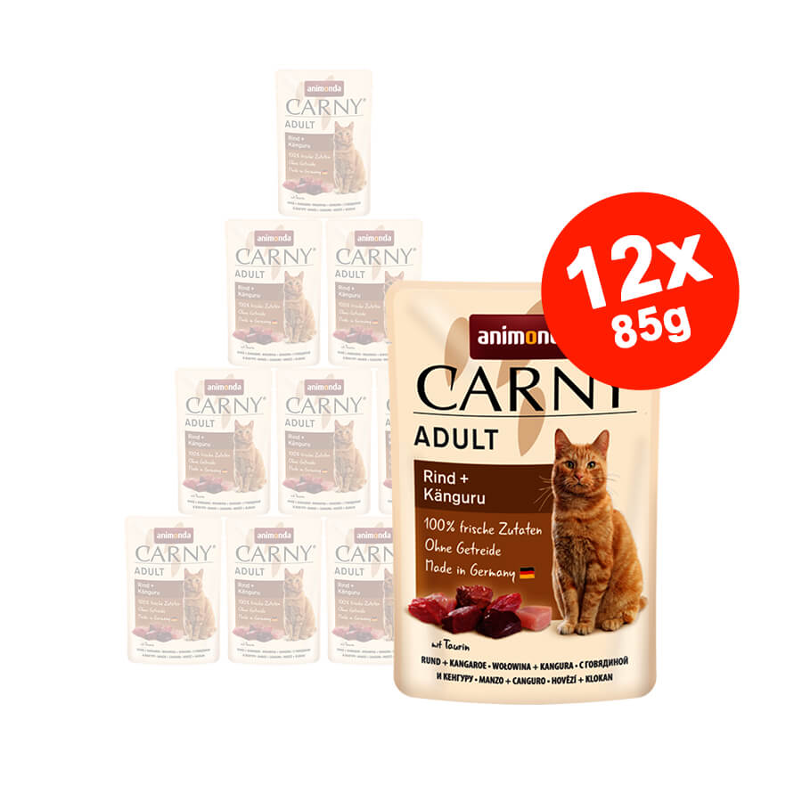 Mancare umeda pentru pisici Carny Adult, Vita + Cangur, 12x85g