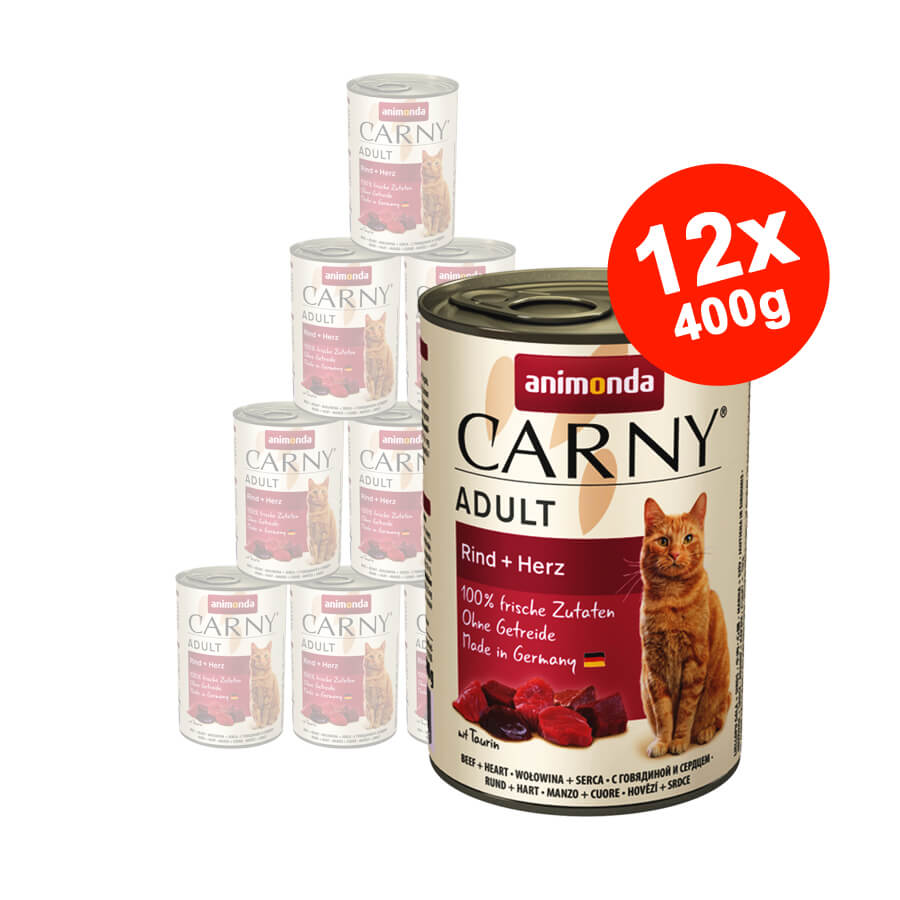 Mancare umeda pentru pisici Carny Adult Vita + Inima 12x400g