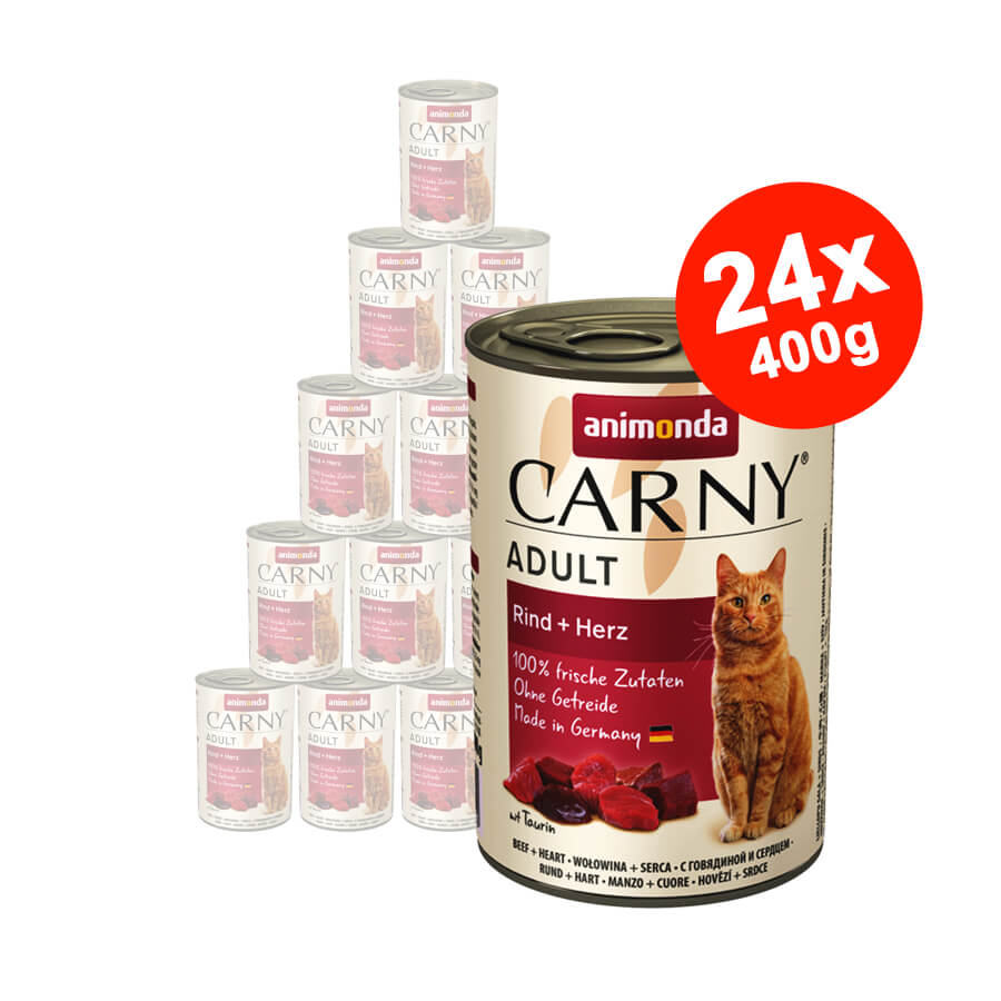 Mancare umeda pentru pisici Carny Adult Vita + Inima 24x400g