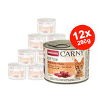 Mancare umeda pentru pisici Carny Cat Junior, Vita + Vitel + Pui, 12x200g