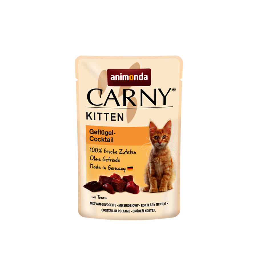 Mancare umeda pentru pisici Carny Junior, Cocktail de pasare, 85g