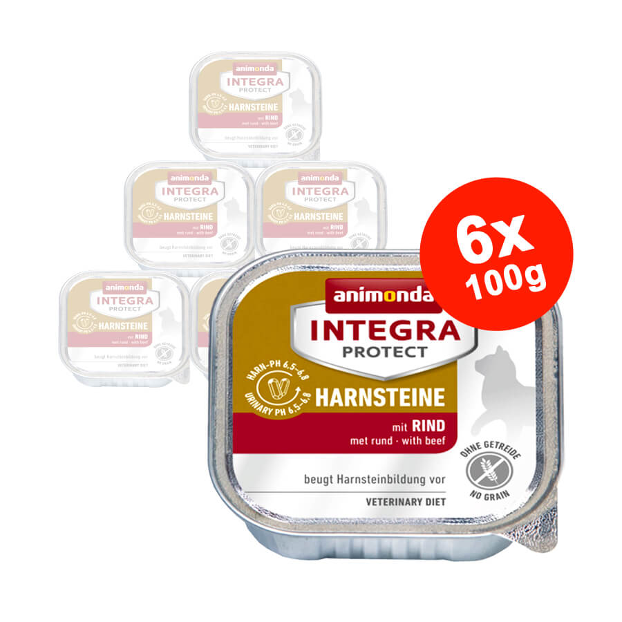 Mancare umeda pentru pisici Integra Protect Urinary, vita 6x100g