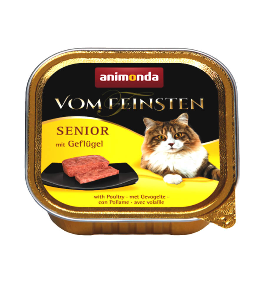 Mancare umeda pentru pisici Vom Feinsten Cat Senior Pasare 100g
